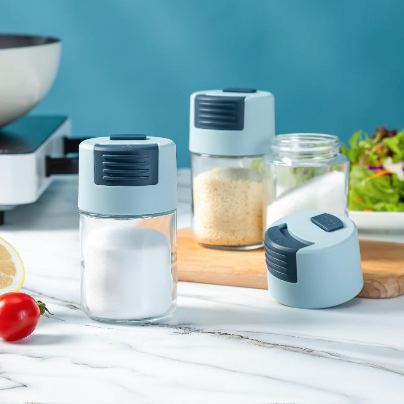 Metering Salt Shaker Push Type Salt Dispenser Salt Tank Sugar Bottle Spice Pepper Salt Shaker SpiceJar Can Seasoning Bottle