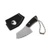 New Mini Wooden Handle Knife Outdoor Camping Open Box with Chain Portable EDC Key Knife with Leather Sheath Chain