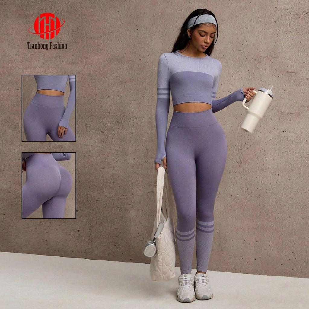 Trendiges Langarm Yoga & Fitness Set für Frühling & Herbst