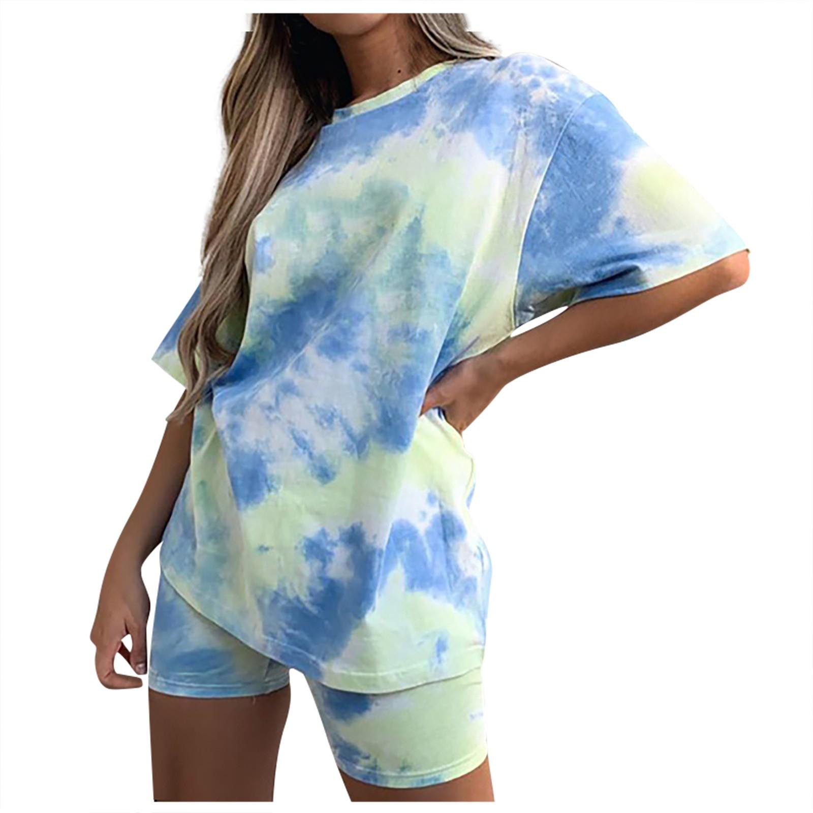 Женская летняя модная свободная повседневная футболка с градиентом тай-дай — фото 9