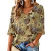 Women's Floral Print V-Neck Blouse Lightweight for Spring and Summer