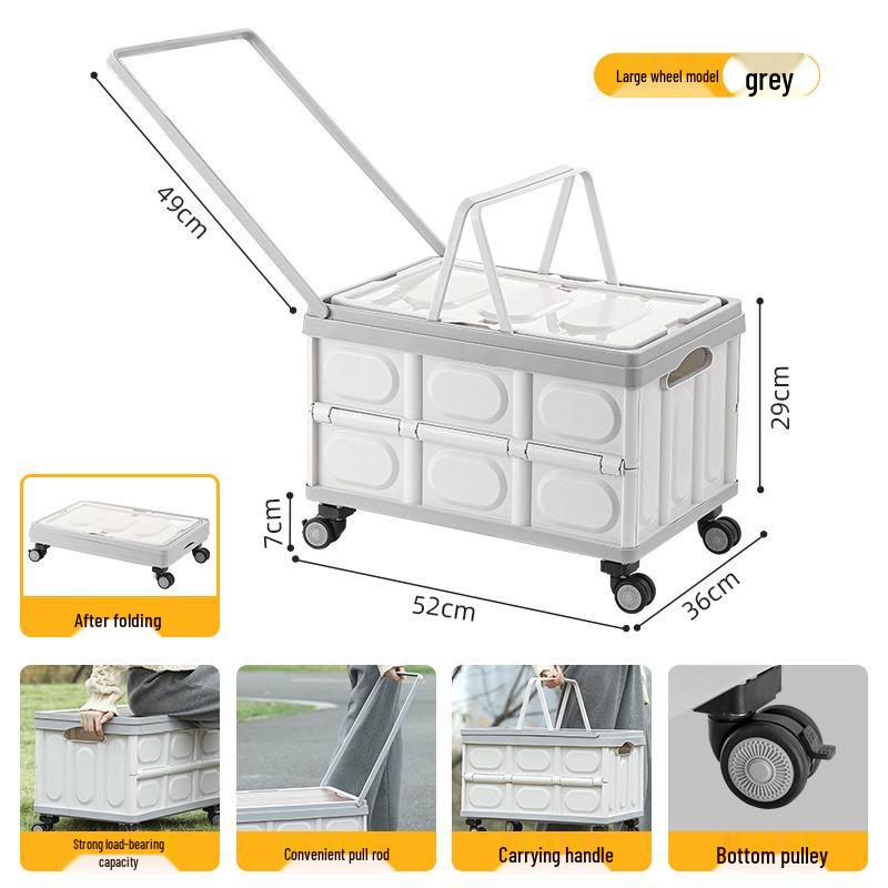 Składany pojemnik do przechowywania do bagażnika samochodowego z drewnianą pokrywką na kemping i piknik