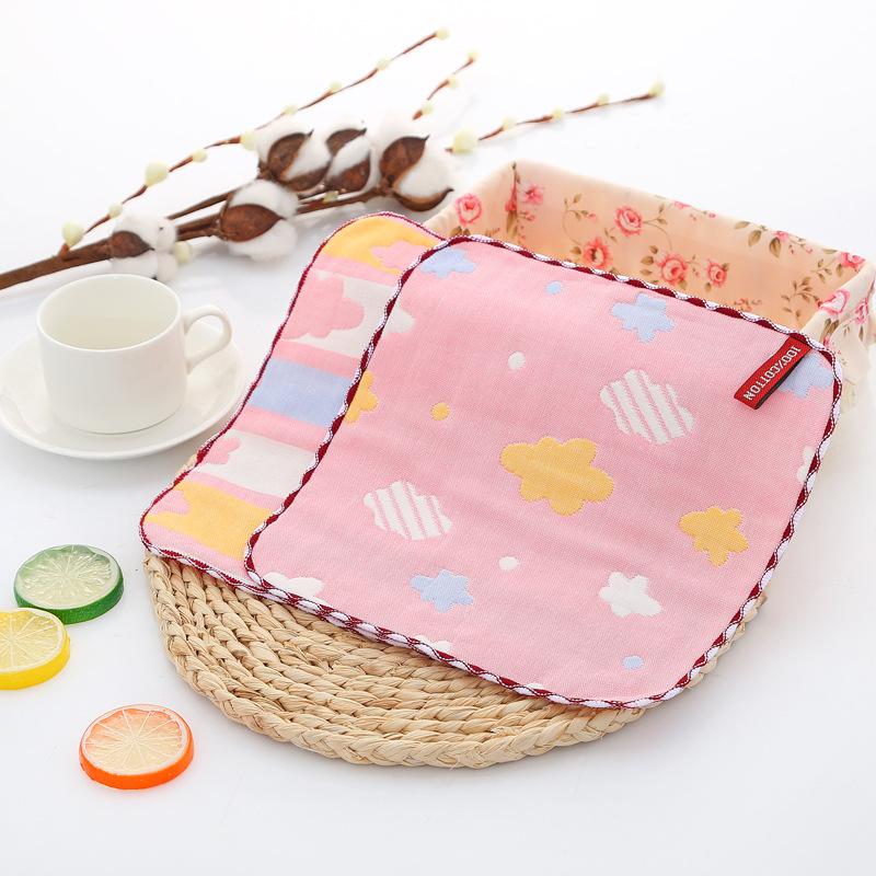 6 Layer Pure Cotton Gauze Hand Towel Soft Absorbent Baby Washcloth Kids Face Towel Handkerchief for Kindergarten (as the picture,25×25 square towel)