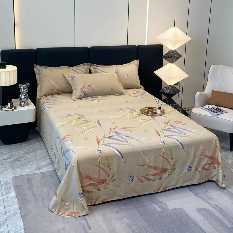 طقم مفروشات سرير أزهار بيضاء بسيطة 100% قطن فاخر فائق النعومة أغطية سرير وأغطية وسائد طقم مفروشات سرير كوين كينج ديكور غرفة نوم