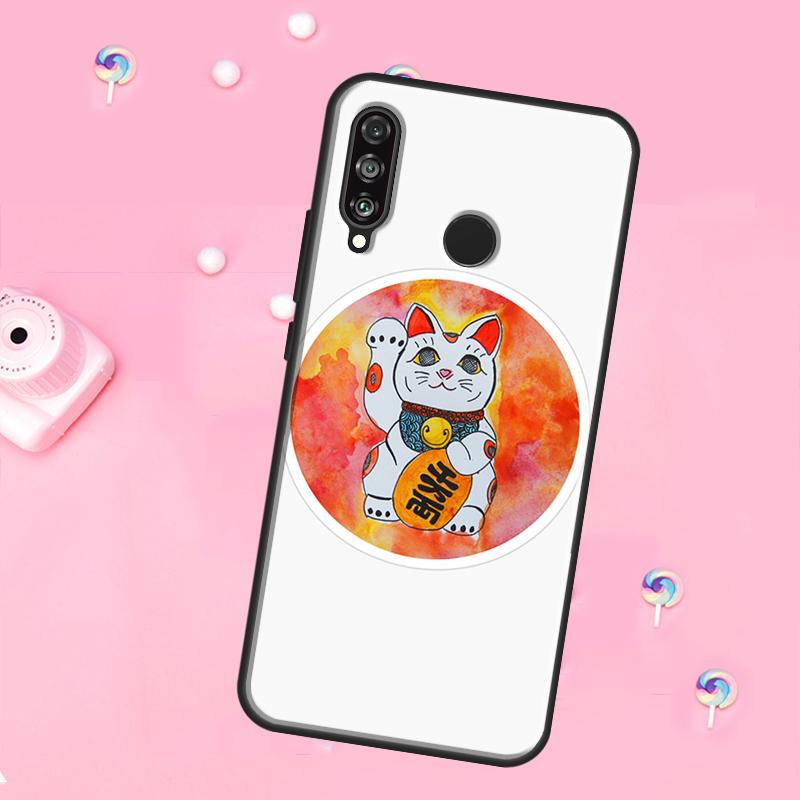 Japanese Lucky Cat Art For Huawei Nova 12s 12i 8i 11i 9 10 SE Y60 Y70 Y90 Y72 Y73 Y61 Y91 P60 Pro P30 P40 Lite Case