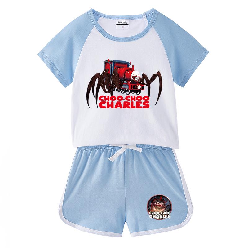 Kids' Summer Color Block Shorts & T-Shirt Set - Boys & Girls Casual Two-Piece Outfit