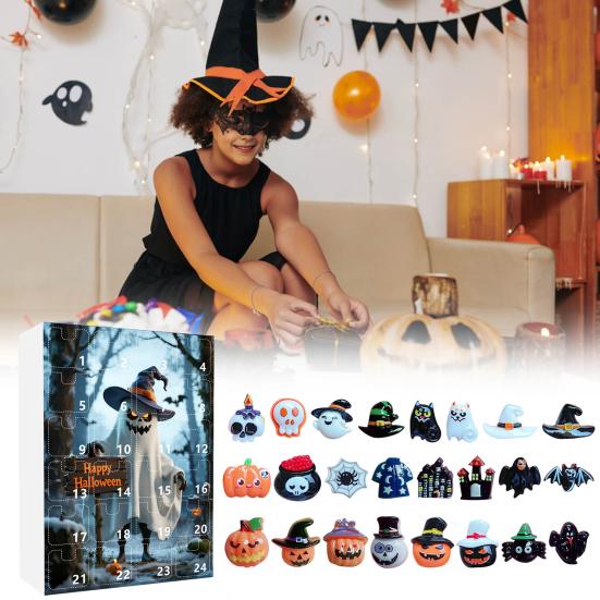 Halloweenský adventní kalendář 2025 24denní odpočítávací kalendář s 24 ks mini panenek Sběratelské figurky pro chlapce dívky teenagery dospělé