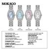 Mokaga Elegante Relógio de Pulso Feminino à Prova d'Água Luminoso de Quartzo com Tachas de Diamante em Barril de Vinho