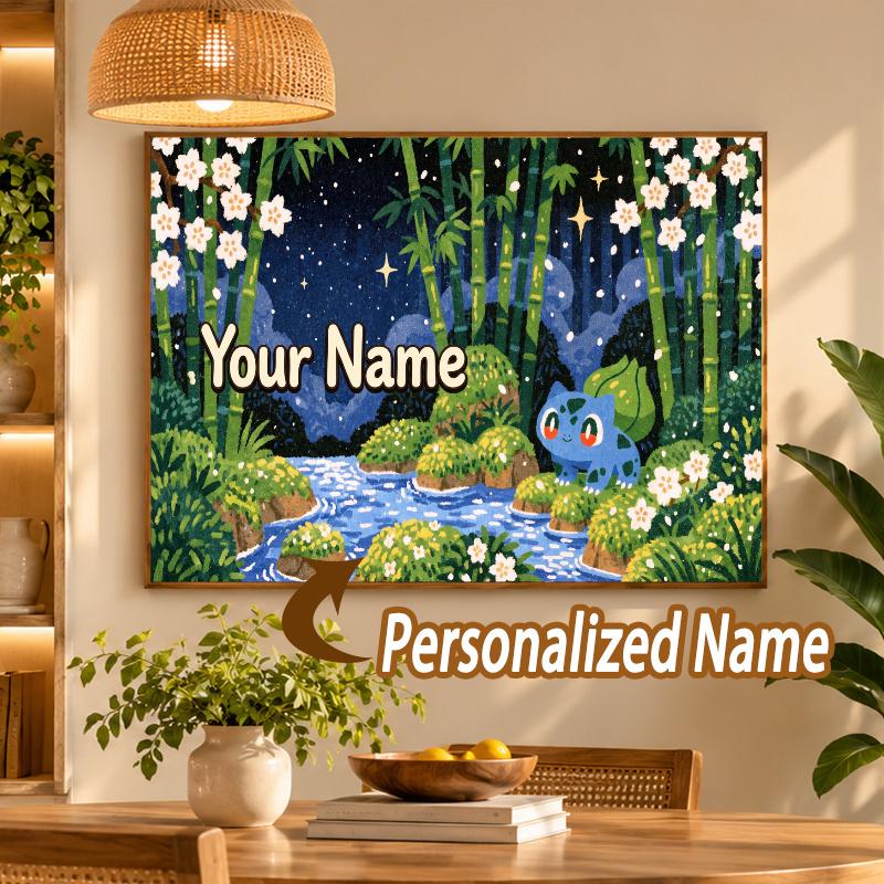 Bulbasaur Custom Name Diamond Painting Personalized 5D Full Drill DIY Diamond Art Home Decor
