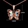 Gorgeous butterfly shape design October Birthstone Natural Opal 18K rose gold and silver pendant necklace Women and girl gift
