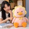 Lovely Fuzzy Duck Plush Toys Cartoon Stuffed Soft Duck with Flowers Plush Pillow Kawaii Room Decor Appease Dolls