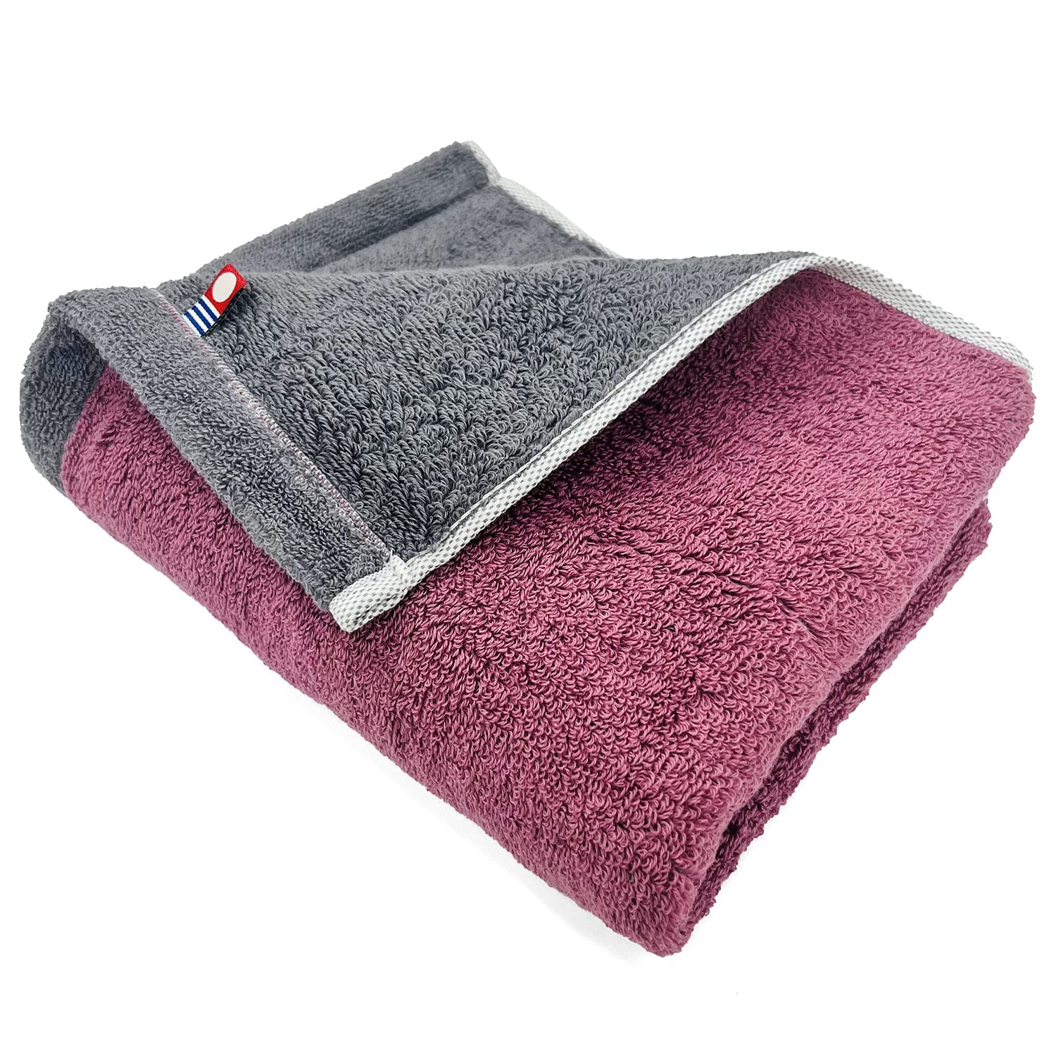 

DAILY PRAIRIE Imabari Large Bath Reversible 70x130cm Towel, Cotton, (Charcoal/Dusty Pink)