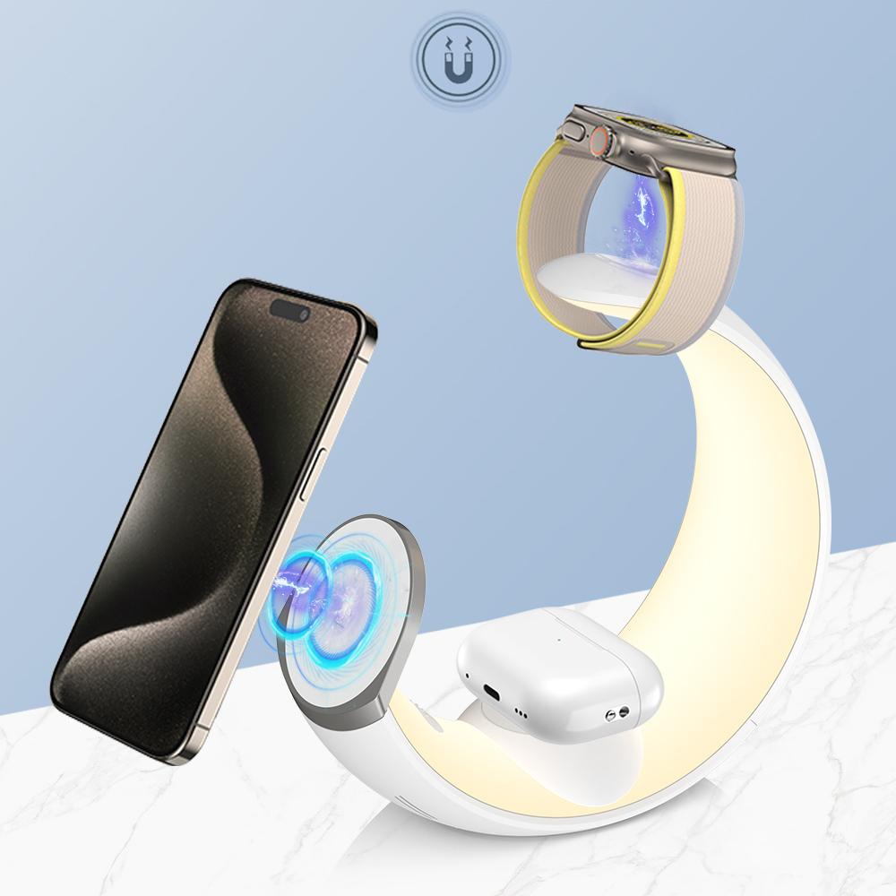 T9 Für Samsung Uhr/Airpods/Telefon Magnetische Ladestation 15W Drahtlose Ladegerät Nachtlicht