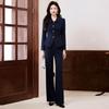 Women's Navy Polo Collar Blazer Suit Set