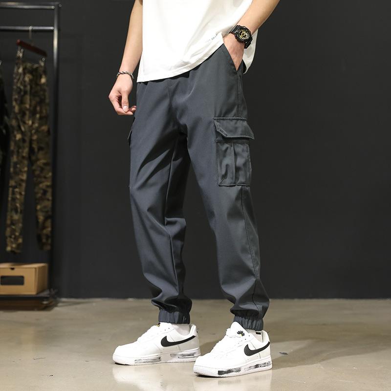 Pants Men's Summer Thin Overalls Sports Ice Silk Men's Pants Straight Loose Large Size Nine-Point Pants Men's Leggings