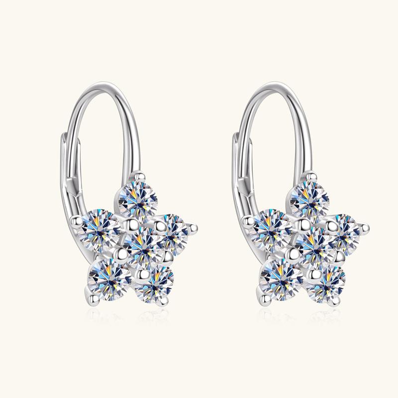Silvere Glam Korean Version Of Ins Style New Snowflake Moissanite Earrings Six-pointed Star Flower 925 Sterling Silver Tassel Earrings