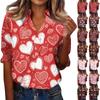 Damen 3/4-Ärmel V-Ausschnitt Hemd Bedruckte Arbeitskleidung Lässig Regulär Hemdkragen Oberteil