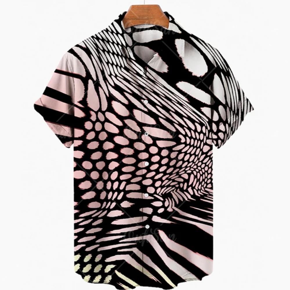 Summer Leopard Colorful Pattern Print Men's Shirts Hawaii Short Sleeve Top Fashion Streetwear Casual Outdoor Men's and Women's Clothing Blouse