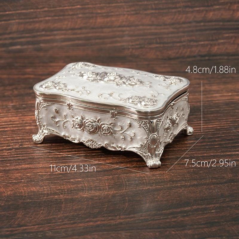 High Quality Zinc Alloy Jewelry Box With Delicate European Engraving Decorative Trinkets Box Ideal For Gift Giving