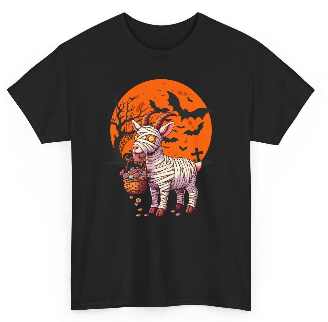 Goat Mummy Funny Halloween T-shirt - Novelty Horror Halloween Farmer Graphic Tee S