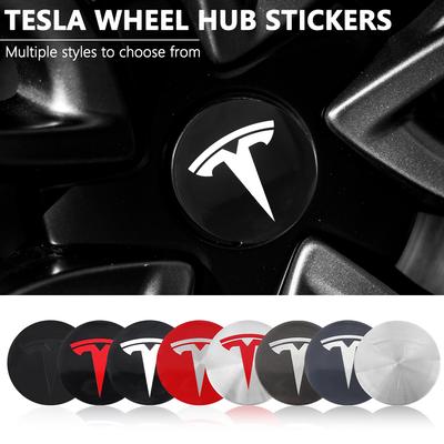 4 piezas/juego Pegatina de Tapacubos Centrales para Rueda de Coche 3D Emblema Automático Tapacubos Central para Model Y juniper Model 3 highland Coil Mod