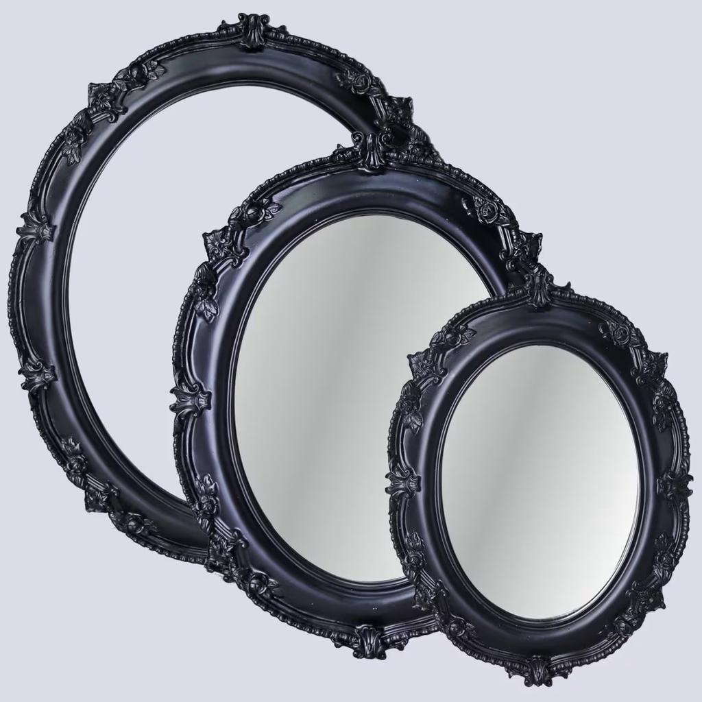 Set of 3 Sarah Wall Mirrors In Black Color