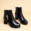 Fashion Winter Women Soft Leather Ankle Boots Thick Plush Warm Snow Short Boots Mother Non-slip High Heel Shoe