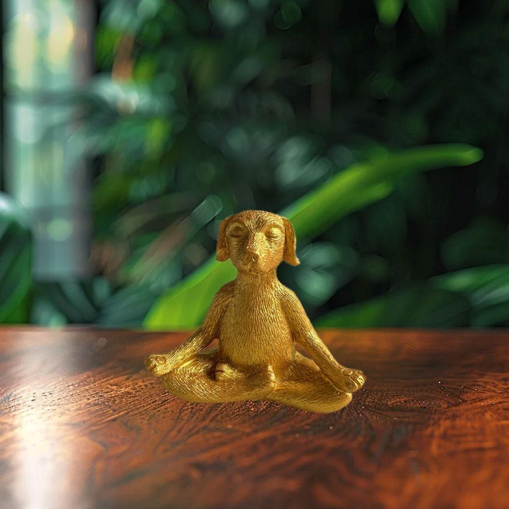 Retro Dog Yoga Statue Resin Animal Miniatures Sculpture Crafts Dog Figurine  Garden
