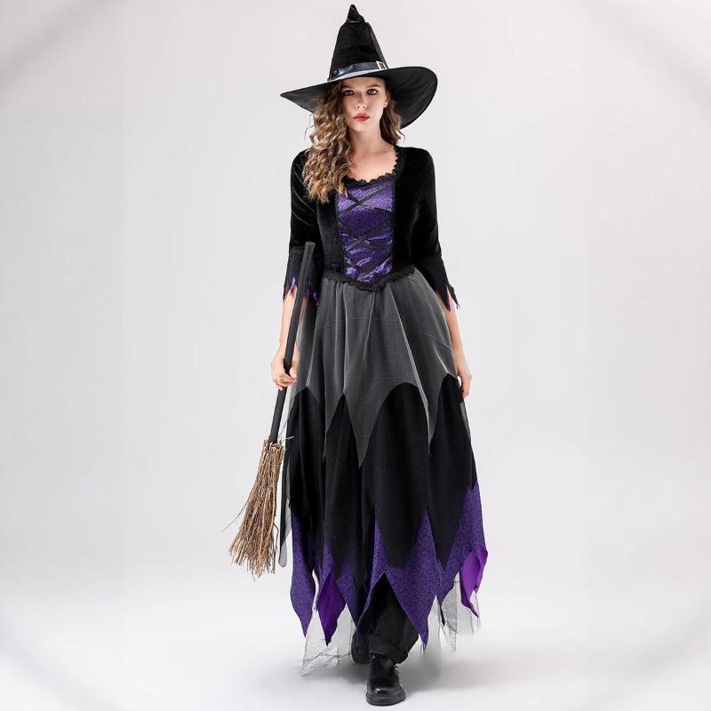 Halloween, lila Hexen-Vampir-Kleid für Erwachsene, Sub-Cosplay-Kostüm
