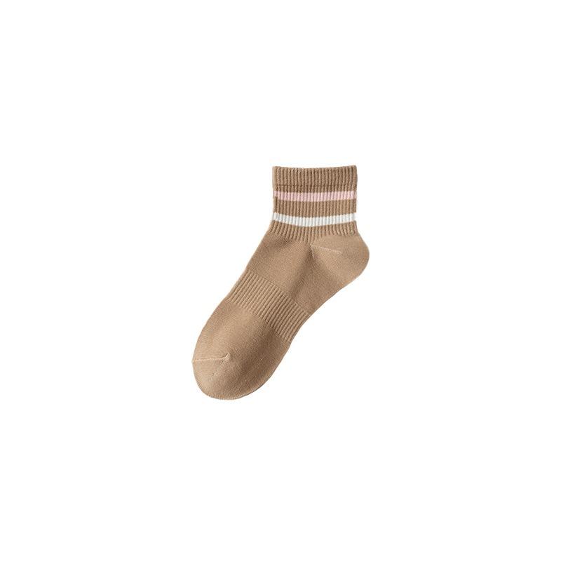 Female Spring and Autumn Striped Sweat Absorbent Breathable Boneless Sports In Tube Cotton Socks