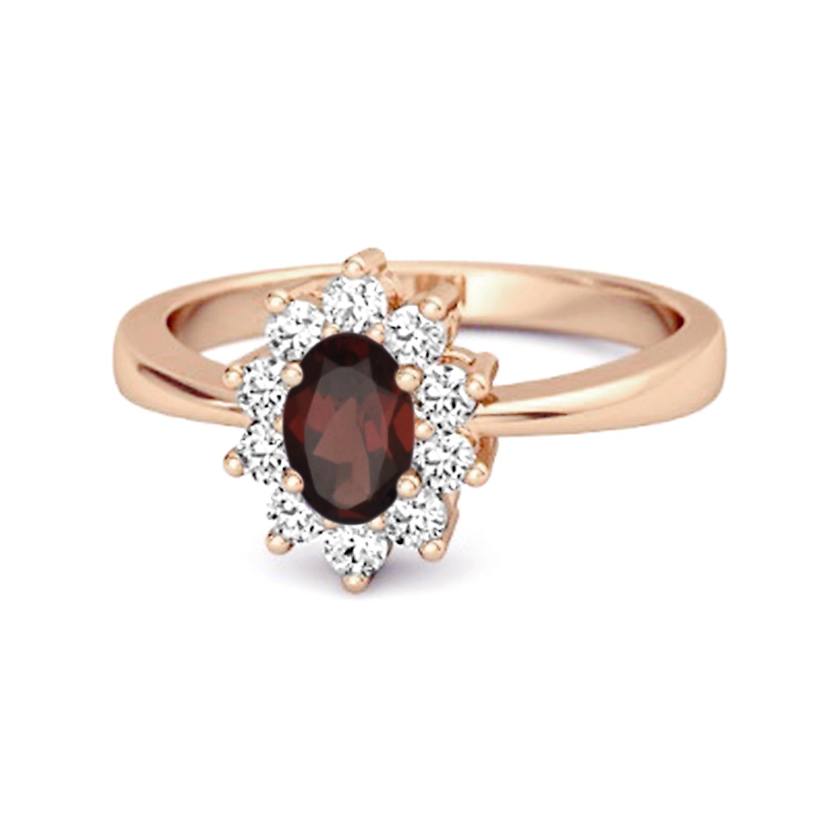 

Garnet Classic Halo Ring - 925 Sterling Silver Rose Gold Vermeil 11.5 Яскраво-рожевий