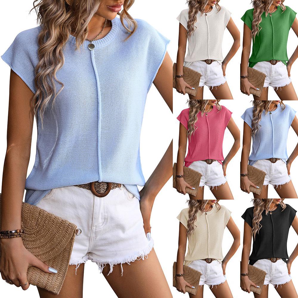 2024 Summer Women's Chunky Knit Round Neck Sweater - European & American Fashion