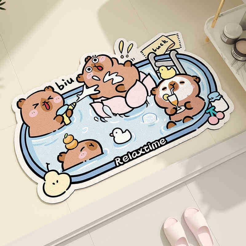 Cartoon Diatom Absorbent Anti-Slip Mat for Bathroom, Kitchen, Door, or Toilet