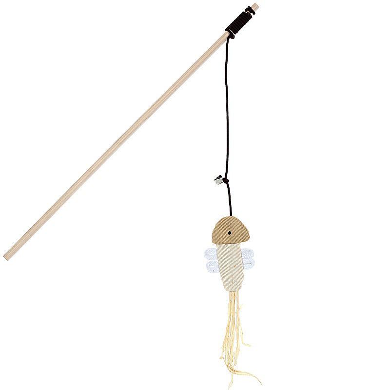 Cat Teasing Wand with Burlap, Feather, and Bell - Self-Entertainment Toy for Boredom Relief