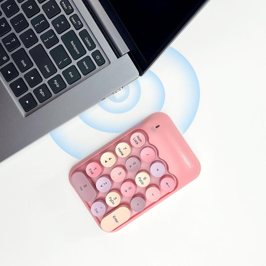 Mofii Trådløst numerisk tastatur, Fargerikt retro mini bærbart numerisk tastatur, 2.4G trådløst eksternt tastatur for datamaskin, bærbar PC