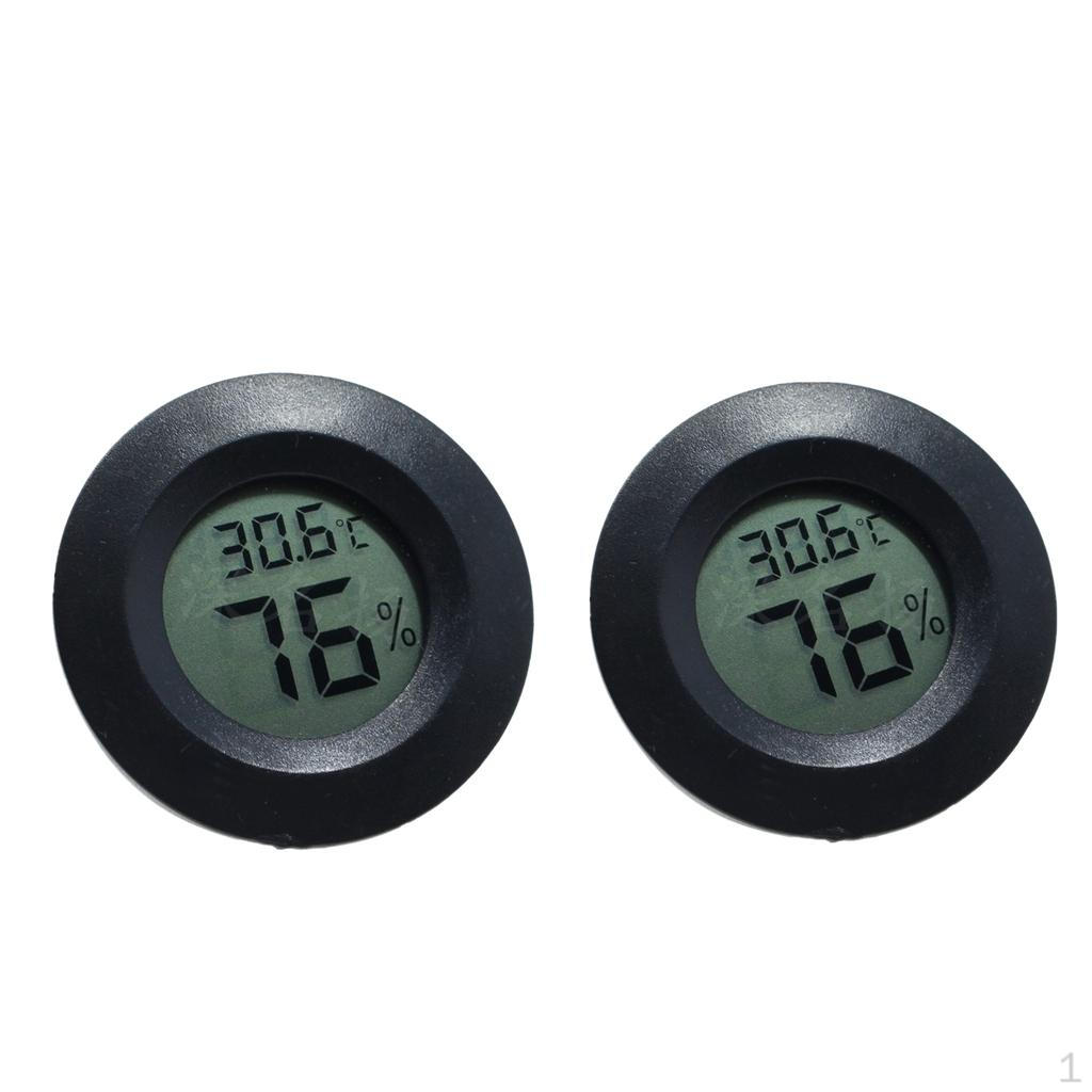 

2x Round Digital Humidity,LCD Display For Reptile Tank Black