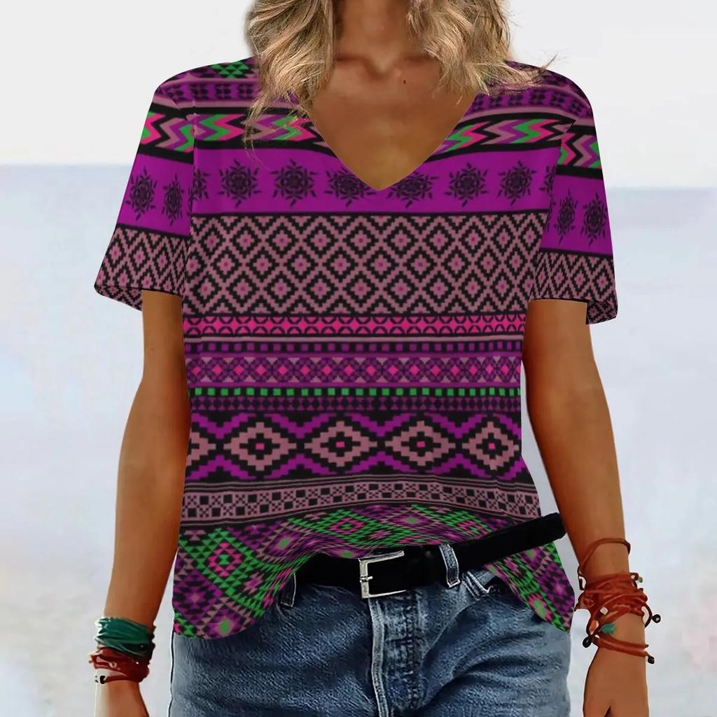 Summer New Women's Clothing Slimming Loose 3D Women's Short Sleeved Ethnic Style T-shirt