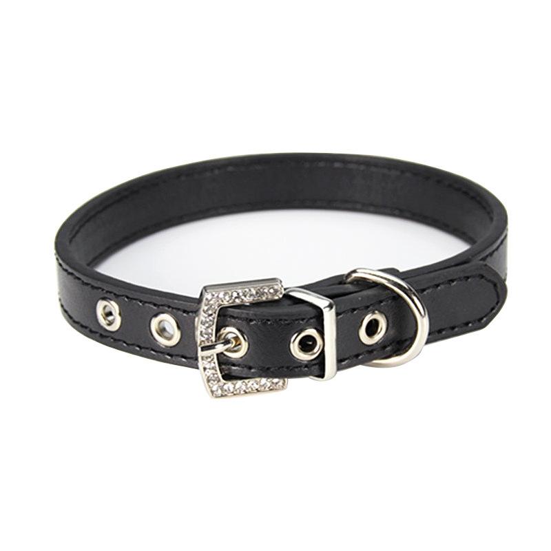 

Dog Pet Chain Black Edge Steam Eye Decorative Diamond Button Head Cartoon Leather Pet Collar S #1.5 * 30cm, neck circumference 21-27cm чёрный