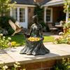Leaf Fairy Bird Feeder Resin Goddess Figurine Birdseed Holder Outdoor Bird Feeder for Garden Backyard Balcony Porch Decoration