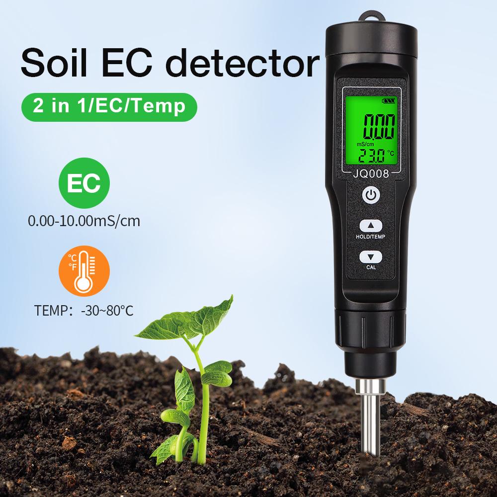 0.00-10.00 MS/cm -30°C-80.0°C LCD EC TEMP 2 In 1 Soil Tester Soil Detector Analyzer for Potted Plants Flower Gardening Farming