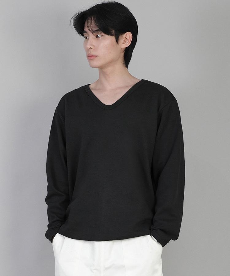 Seinteukeulu Plain V-Neck Sweatshirt Rvs-874 Black
