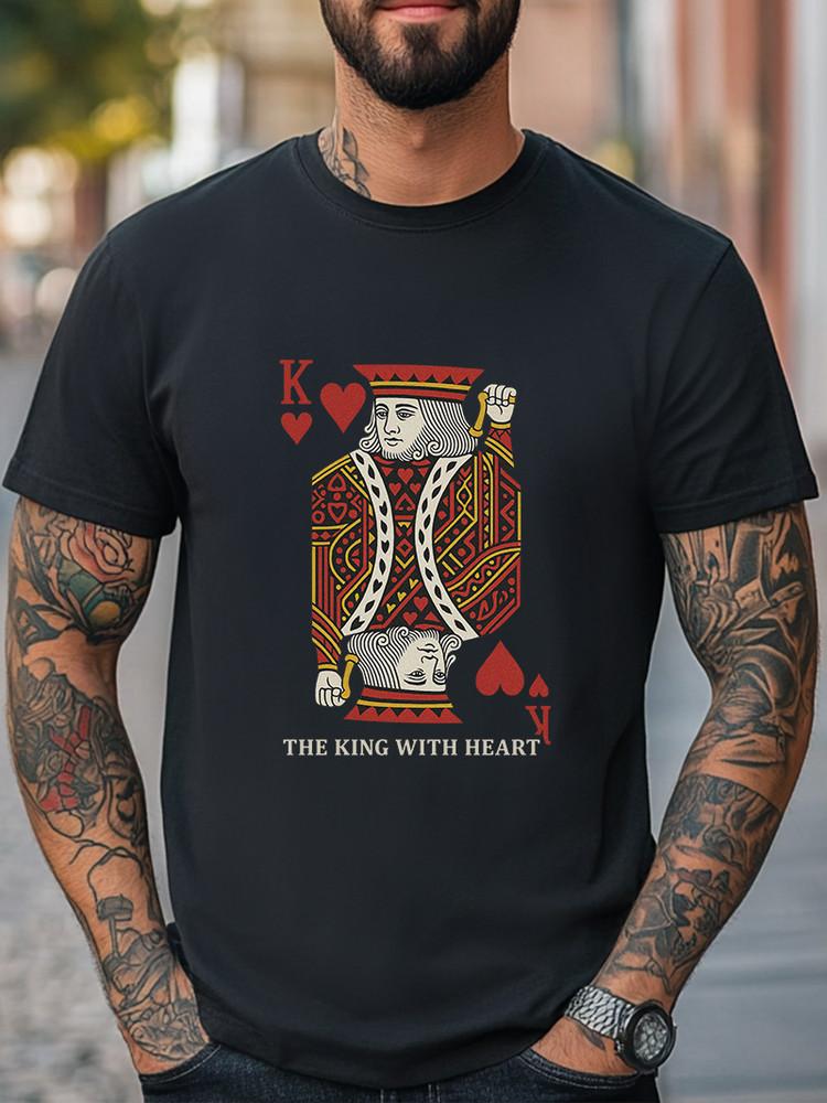 King of Hearts Graphic T-Shirt Playing Card Print Tee Trendy Unisex Tee Unisex T-Shirt M
