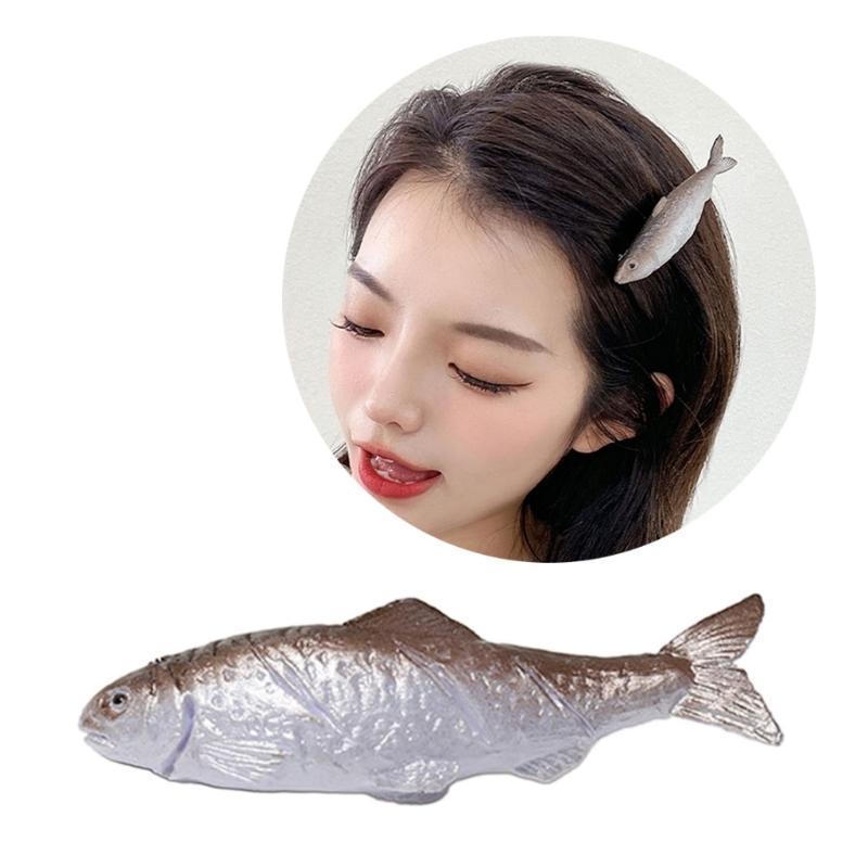 Lovely Creative Dried Fish Keychain Keyring Funny Salted Fish Hairpin Hair Clip