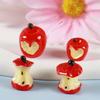 10 Stück 3D Herzförmiger Roter Apfelkern Harz DIY Frucht Schlüsselanhänger Handy-Kette Anhänger Bastelmaterial Zubehör