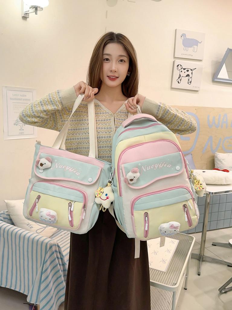 Girl School Backpack College Style Lightweight Nylon With Large Capacity For Teens