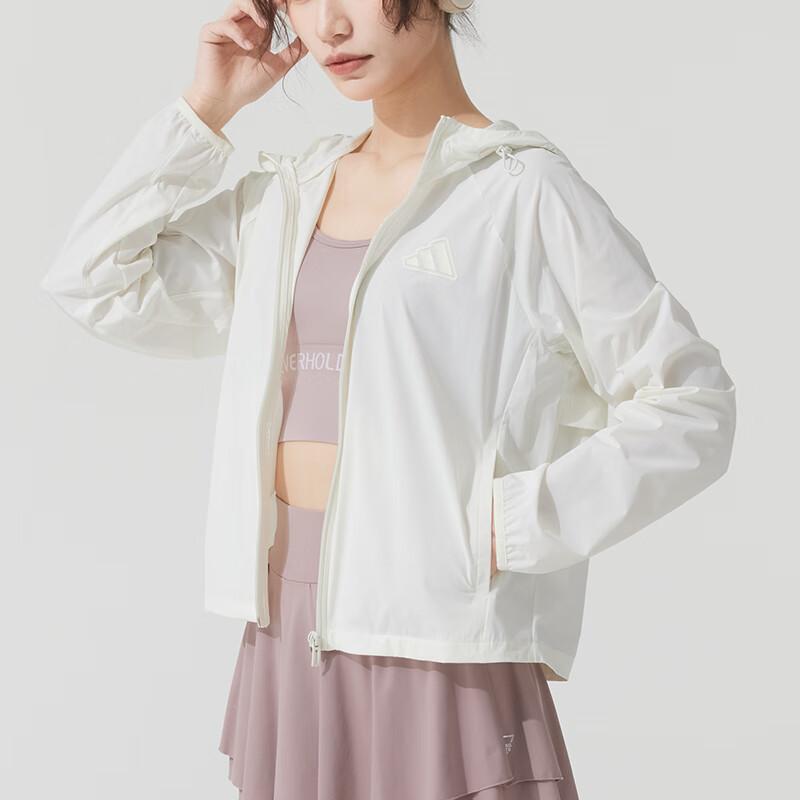 Adidas Fashion Casual Breathable Hooded Jacket Women Jackets Off-White JN0705