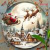 Vintage Weihnachtsmann Schlitten Metall Wanddeko 2D Flach Weihnachtsdekoration Rentier Winterdorf Blechschild