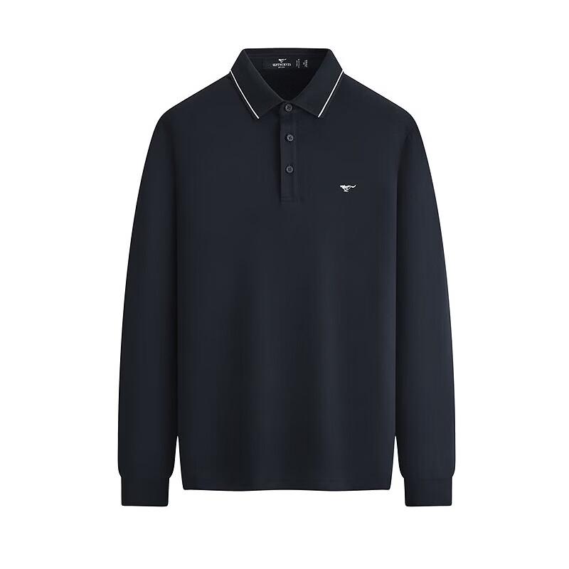 SEPTWOLVES Men's Striped Long-Sleeve Polo Shirt