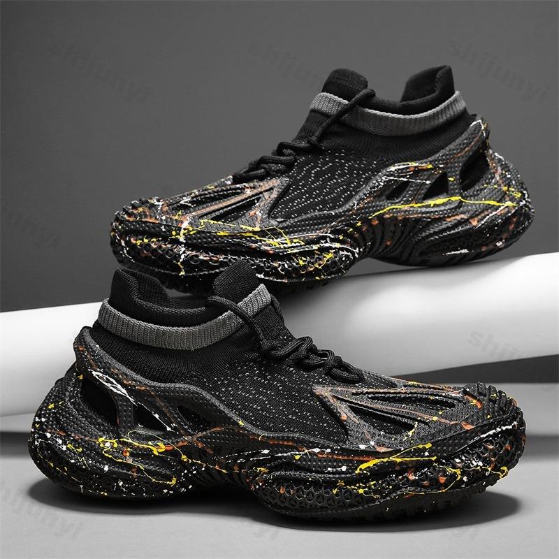Fashion Men Casual Sports Shoes Non-Slip Lightweight Breathable Mesh Autumn Men Running Shoes Graffiti Fashion Outdoor Casual Shoes