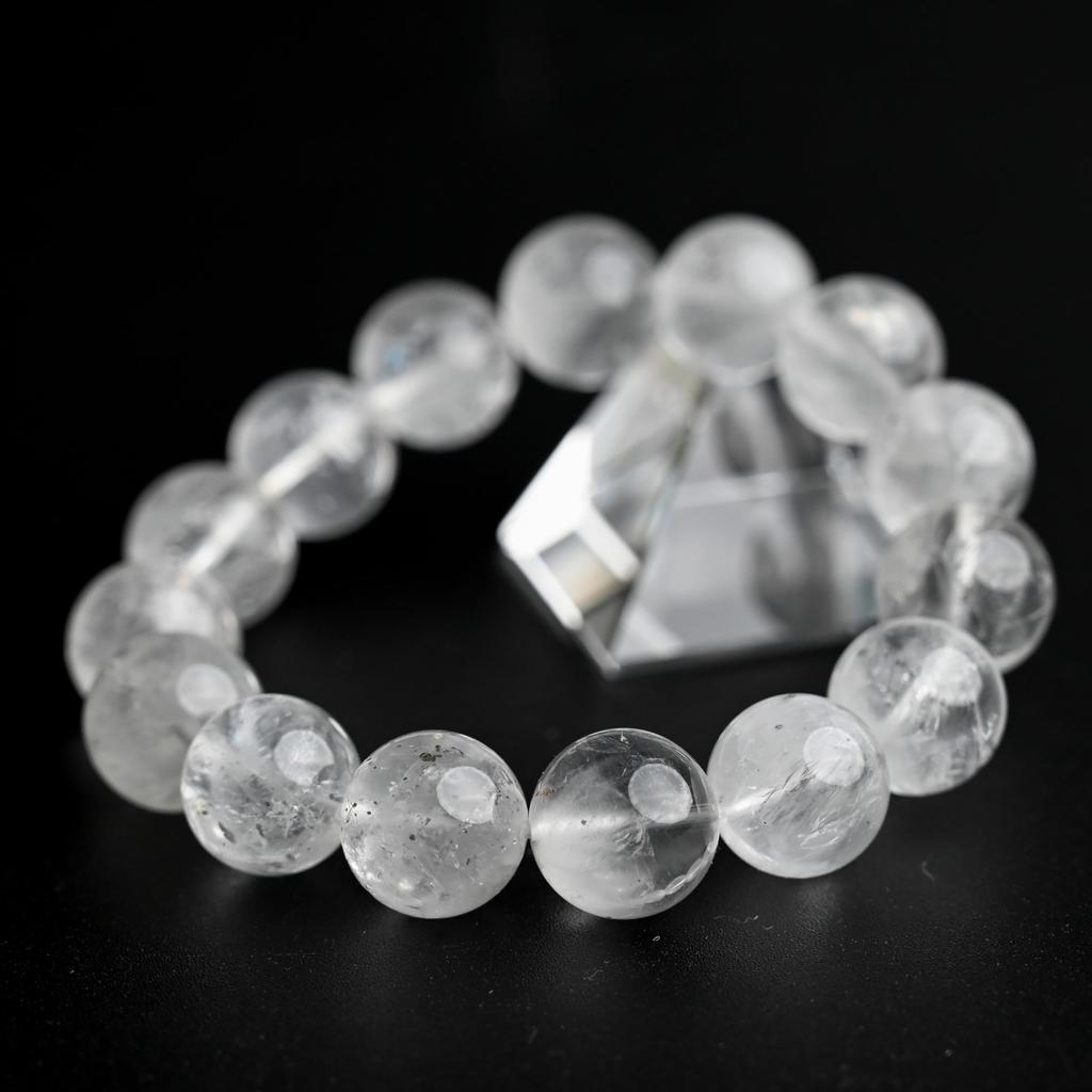 Eigado Pyrite In Quartz 15 Inner Natural Power Good Luck Bracelet, Beads, 14mm, Diameter Approx. 17cm, Stone, Stone, Charm, 2507-Brace-Pyr-01